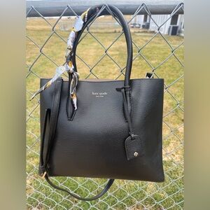 Kate Spade Black Pebbled Leather Tote w/scarf